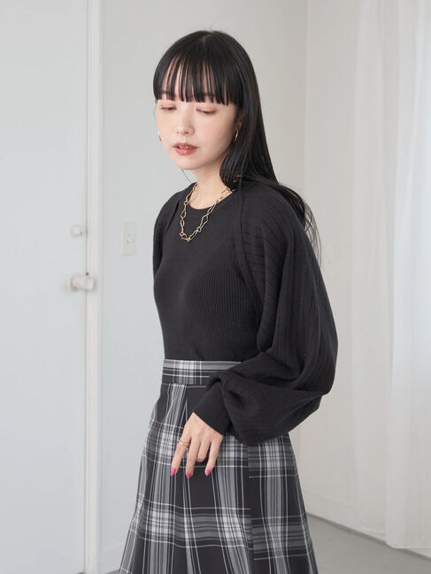 earth music&ecology「ボレロレイヤード風ニットプルオーバー」|ニット・セーター|