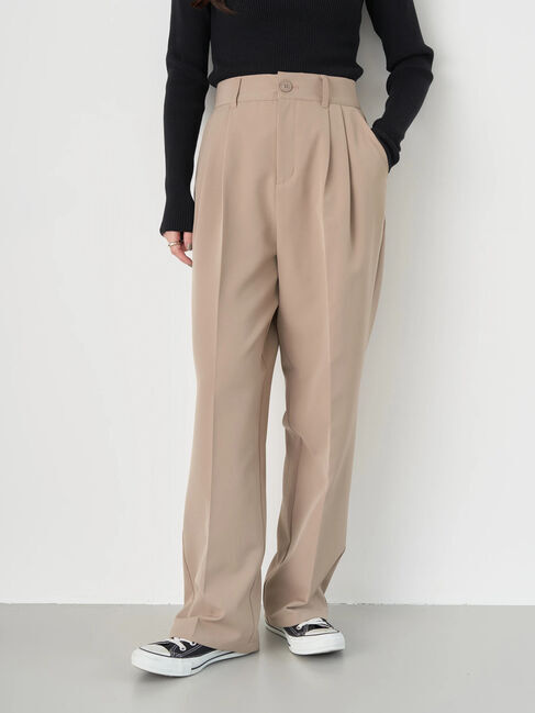 earth music&ecology「ハイウエスト2タックパンツ」|その他|ベージュ