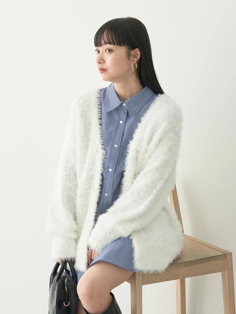 earth music&ecology「フェザーヤーンロングニットカーディガン」|カーディガン|