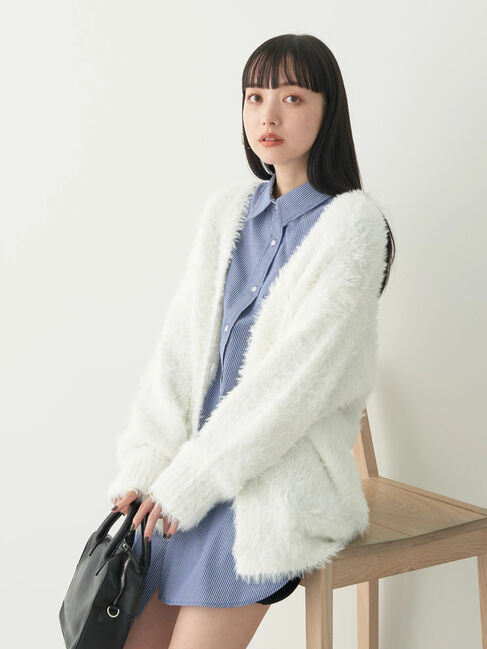 earth music&ecology「フェザーヤーンロングニットカーディガン」|カーディガン|