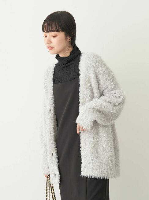 earth music&ecology「フェザーヤーンロングニットカーディガン」|カーディガン|