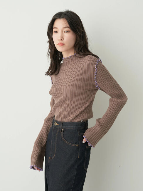 earth music&ecology「配色メローリブニットプルオーバー」|ニット・セーター|