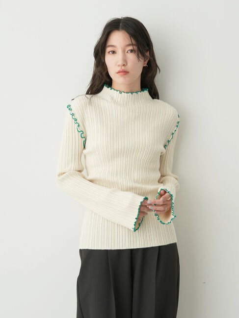 earth music&ecology「配色メローリブニットプルオーバー」|ニット・セーター|