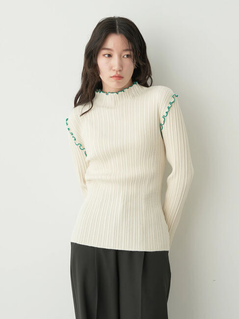 earth music&ecology「配色メローリブニットプルオーバー」|ニット・セーター|