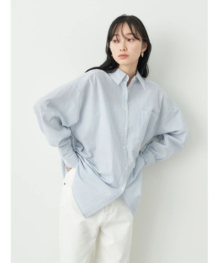 earth music&ecology「サッカーストライプボーイズライクシャツ」|シャツ・ブラウス|