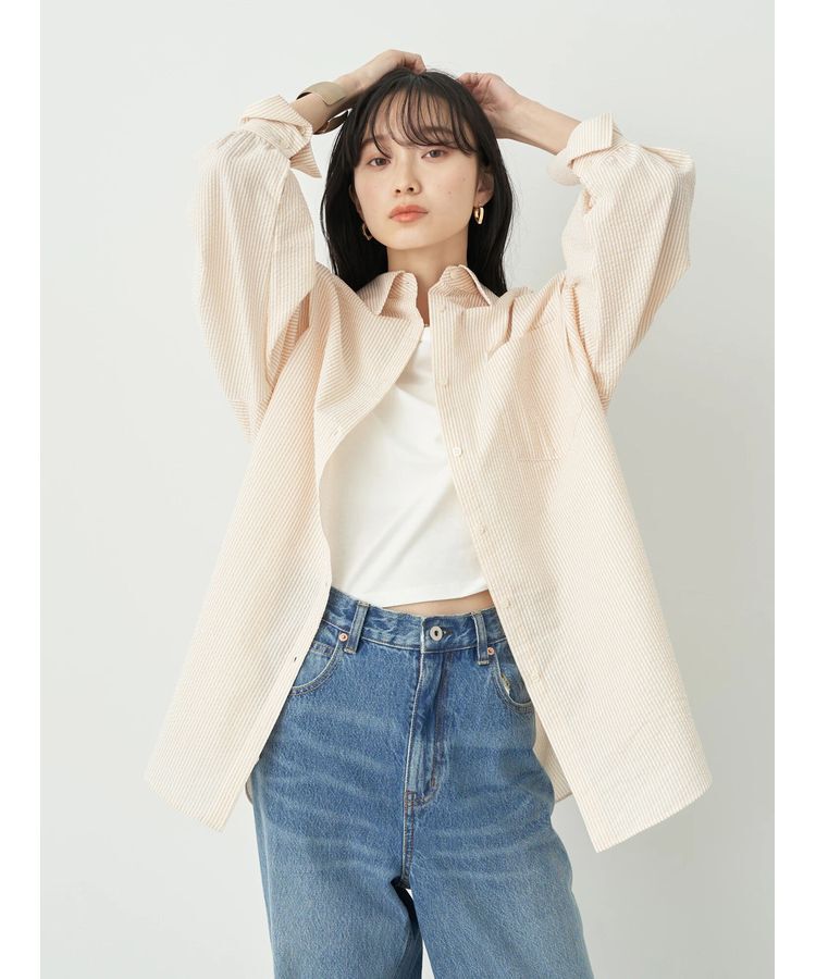 earth music&ecology「サッカーストライプボーイズライクシャツ」|シャツ・ブラウス|