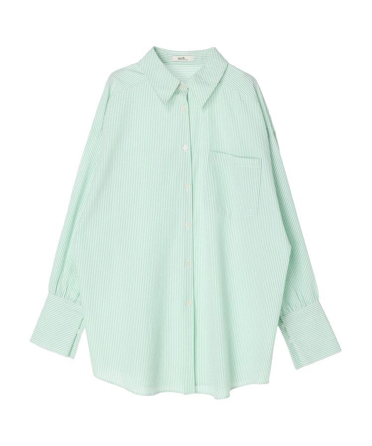 earth music&ecology「サッカーストライプボーイズライクシャツ」|シャツ・ブラウス|