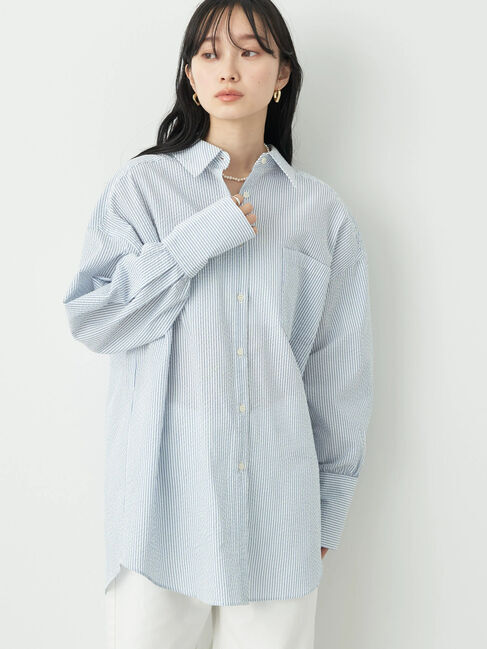 earth music&ecology「サッカーストライプボーイズライクシャツ」|シャツ・ブラウス|