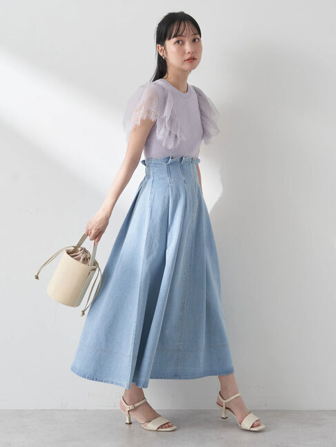 earth music&ecology「袖レースリブニットプルオーバー」|ニット・セーター|