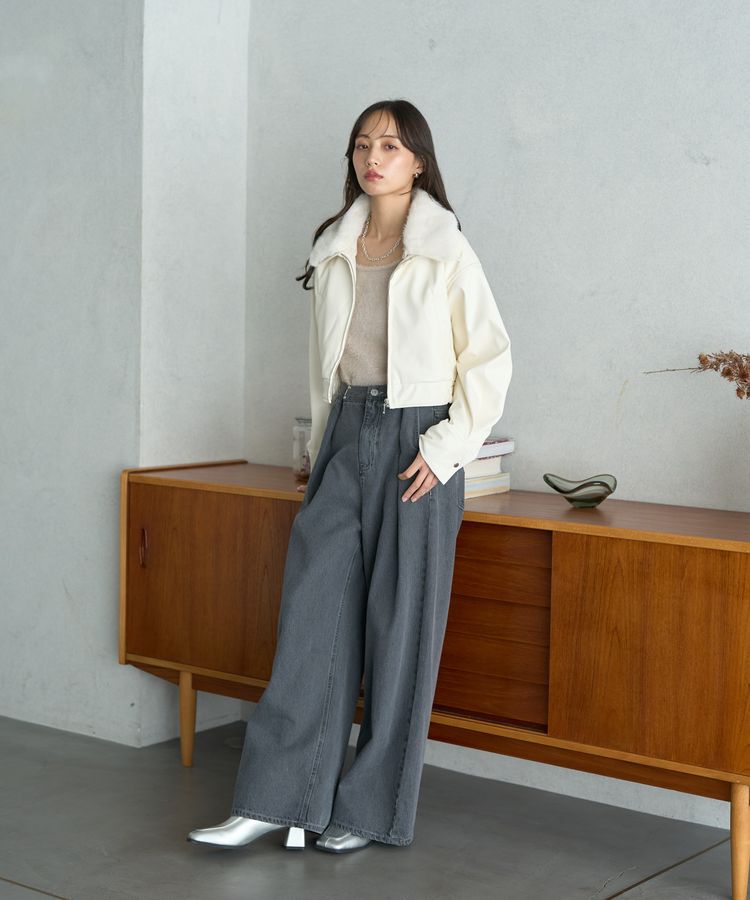 earth music&ecology「タックホックデニムパンツ」|デニム|