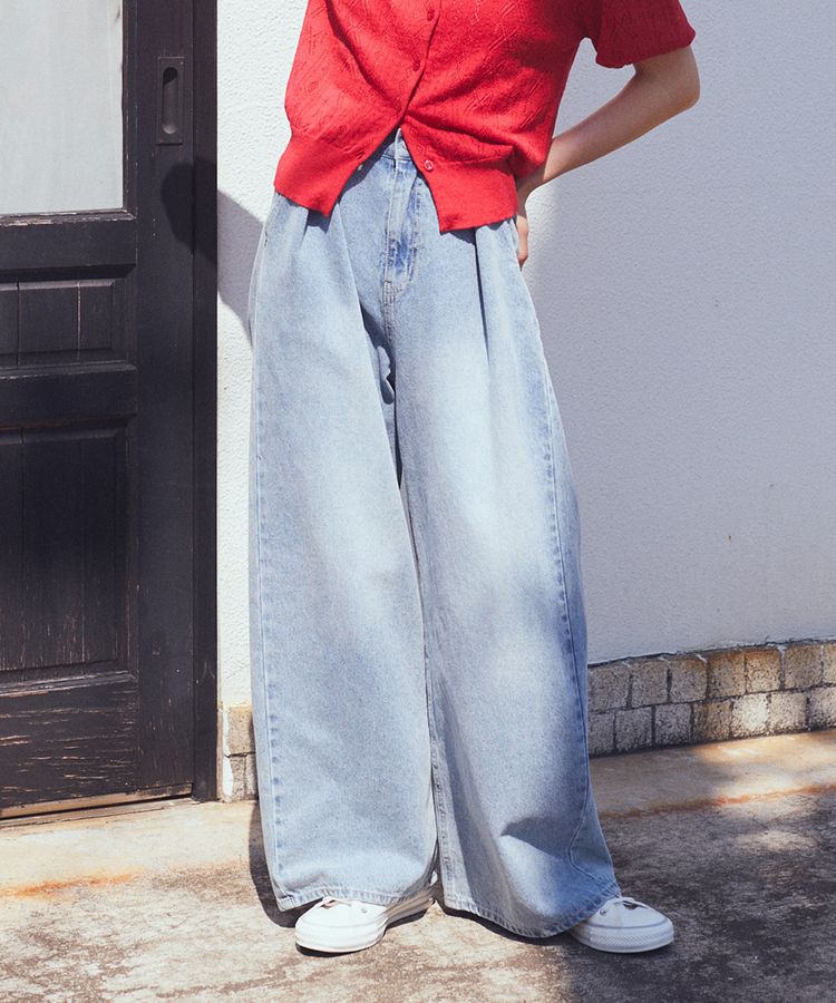 earth music&ecology「タックホックデニムパンツ」|デニム|