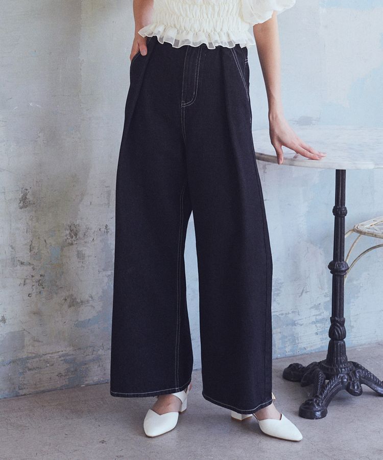 earth music&ecology「タックホックデニムパンツ」|デニム|