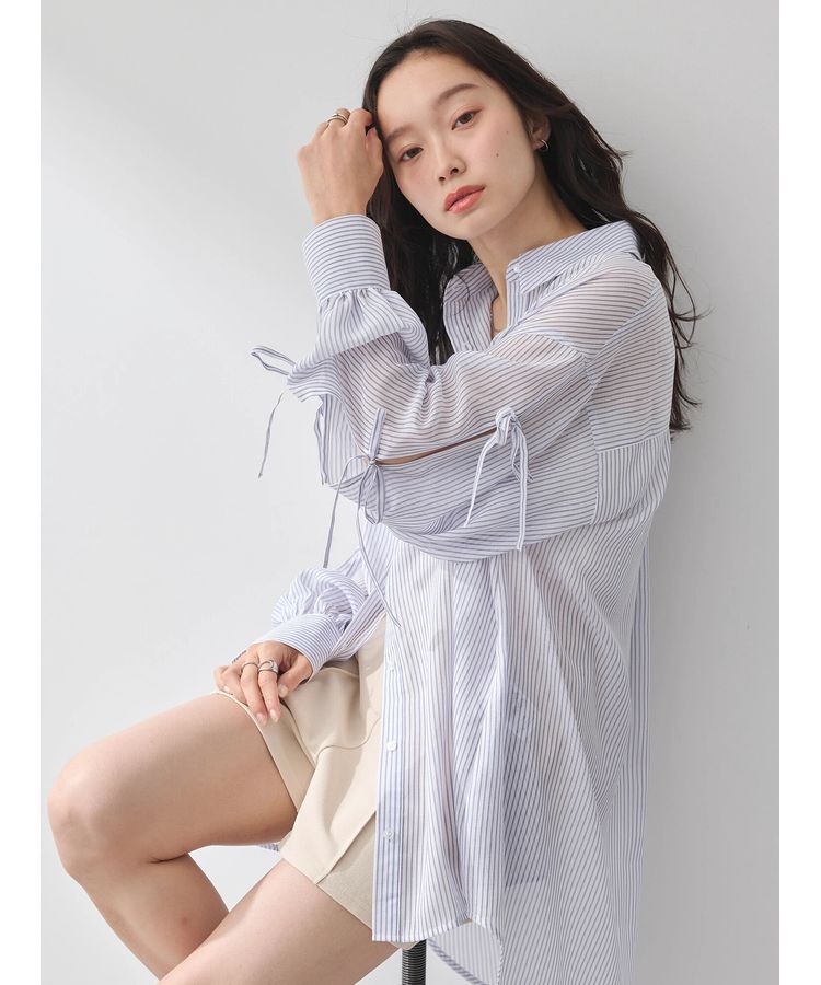 earth music&ecology「袖スリットリボンロングシャツ」|シャツ・ブラウス|