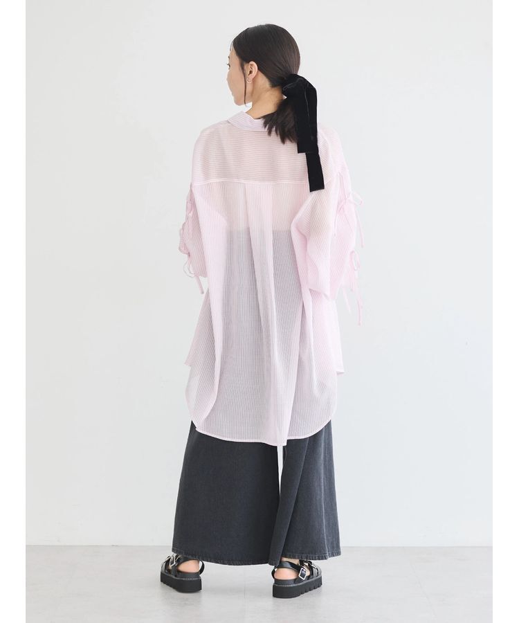 earth music&ecology「袖スリットリボンロングシャツ」|シャツ・ブラウス|