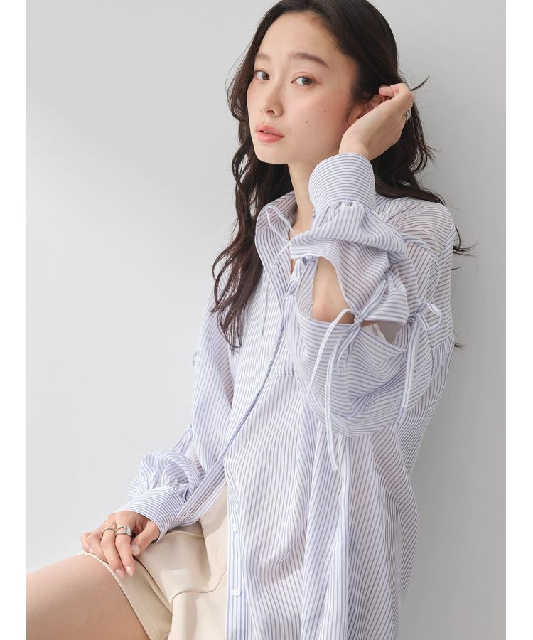 earth music&ecology「袖スリットリボンロングシャツ」|シャツ・ブラウス|