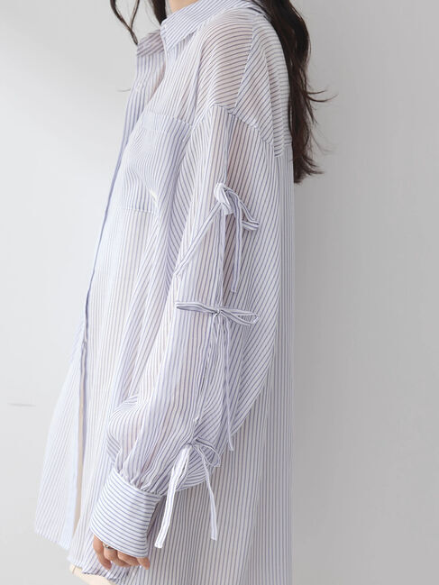 earth music&ecology「袖スリットリボンロングシャツ」|シャツ・ブラウス|