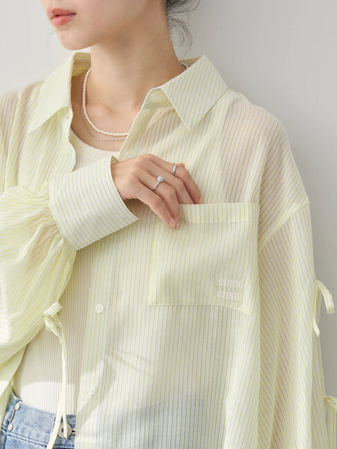 earth music&ecology「袖スリットリボンロングシャツ」|シャツ・ブラウス|