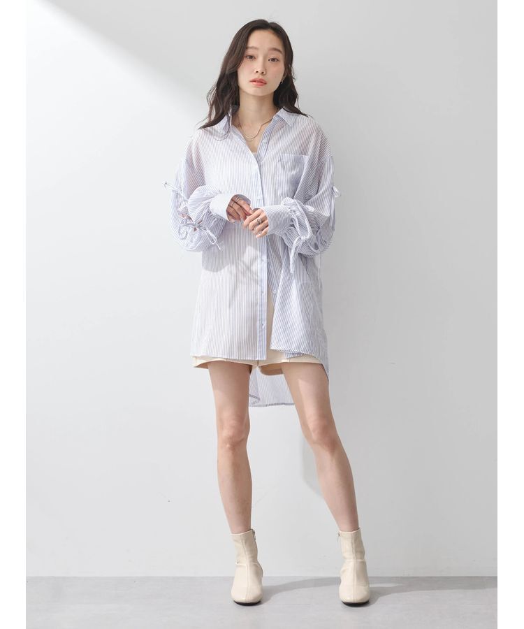 earth music&ecology「袖スリットリボンロングシャツ」|シャツ・ブラウス|