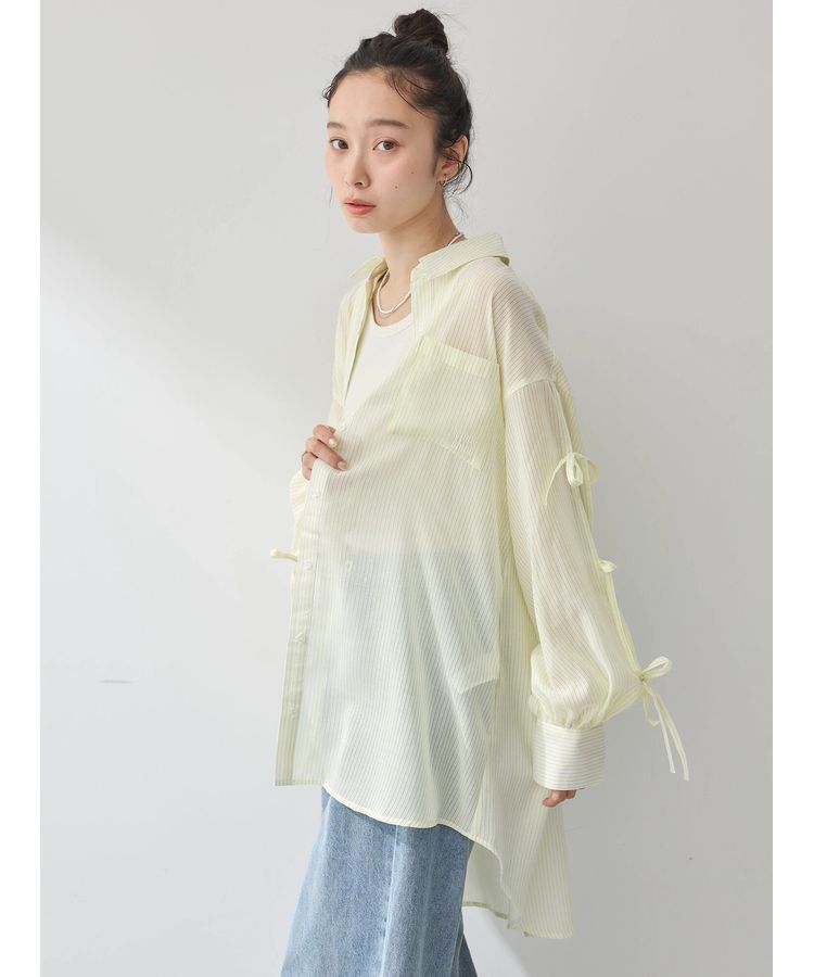 earth music&ecology「袖スリットリボンロングシャツ」|シャツ・ブラウス|