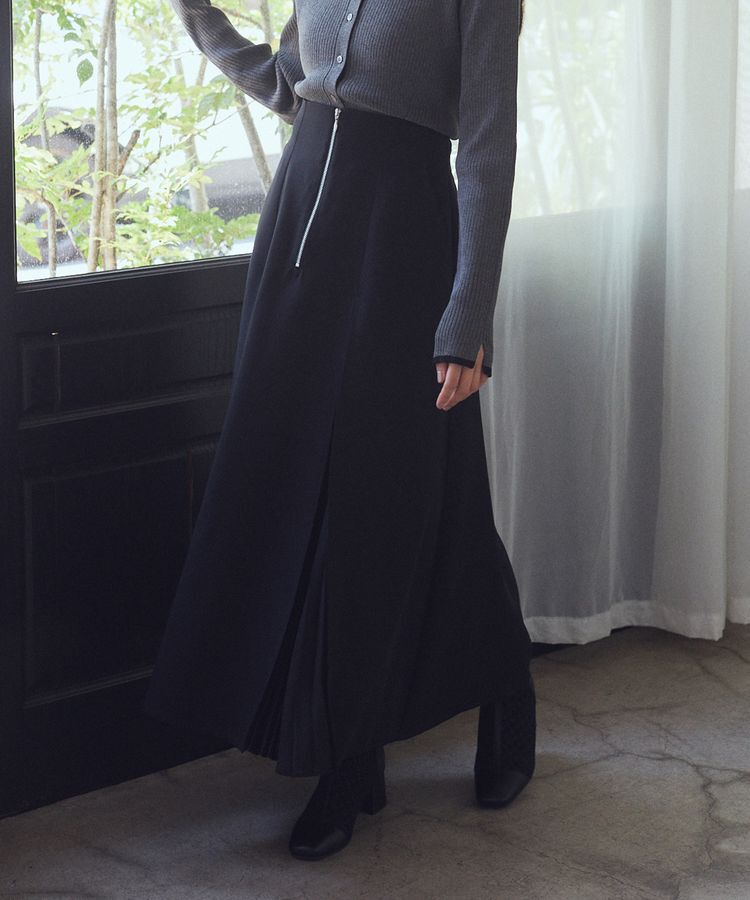 earth music&ecology「マチプリーツスカート」|フレア|Black