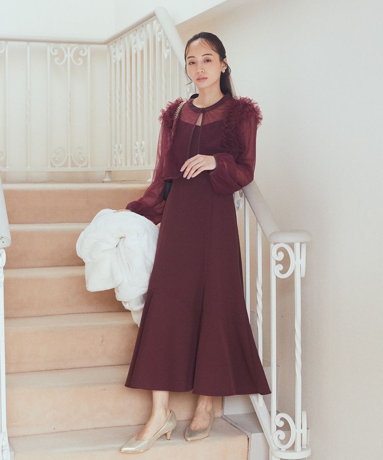 earth music&ecology「SET2点チュールブラウス付きキャミワンピース」|ワンピース|Bordeaux