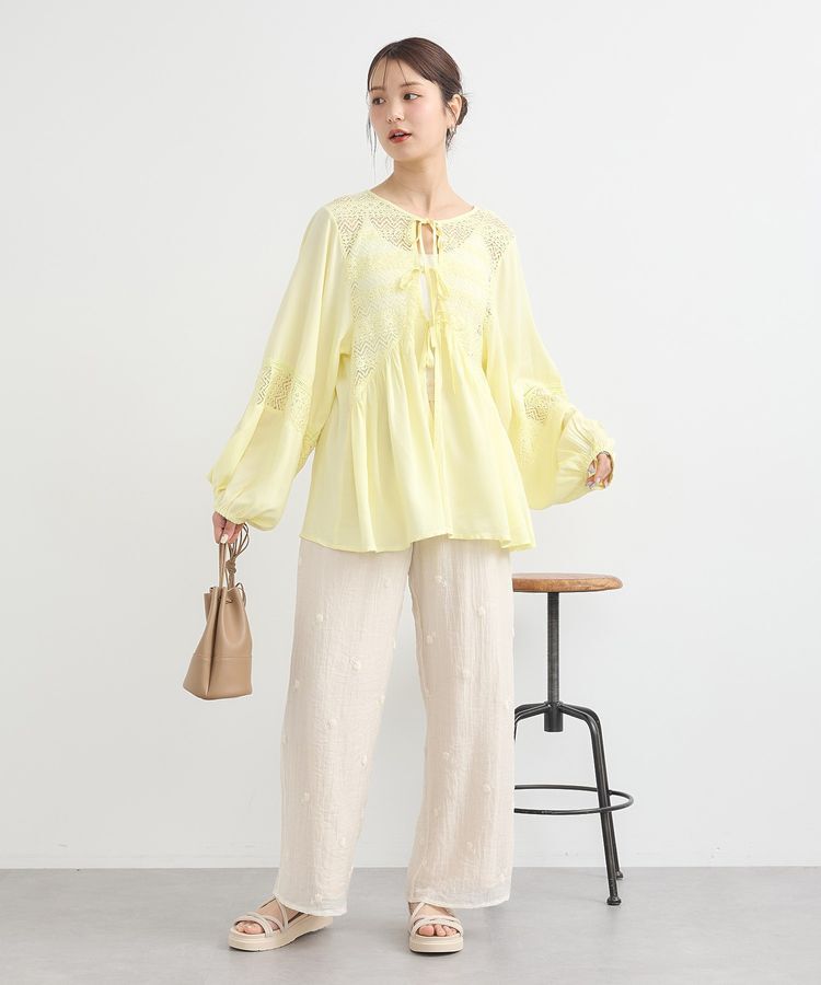 earth music&ecology「レーヨンレースデザインシャツ」|シャツ・ブラウス|