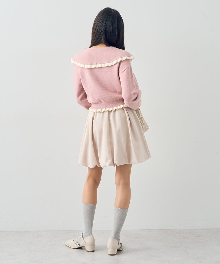 earth music&ecology「配色フリルカラーニットプルオーバー」|ニット・セーター|