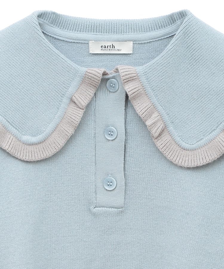 earth music&ecology「配色フリルカラーニットプルオーバー」|ニット・セーター|