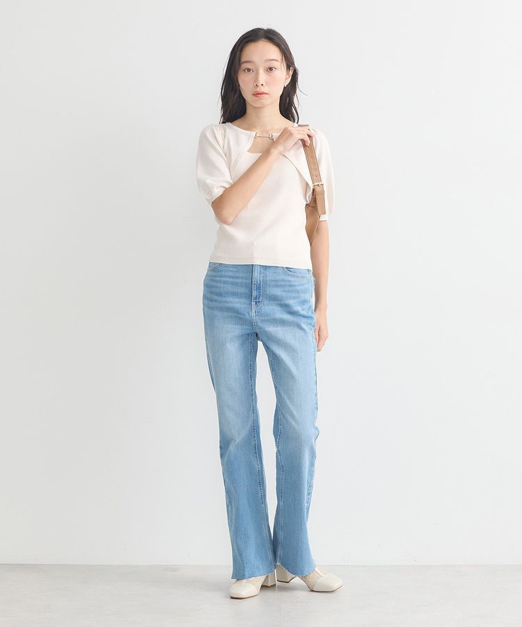 earth music&ecology「セルフカットフレアデニムパンツ」|デニム|