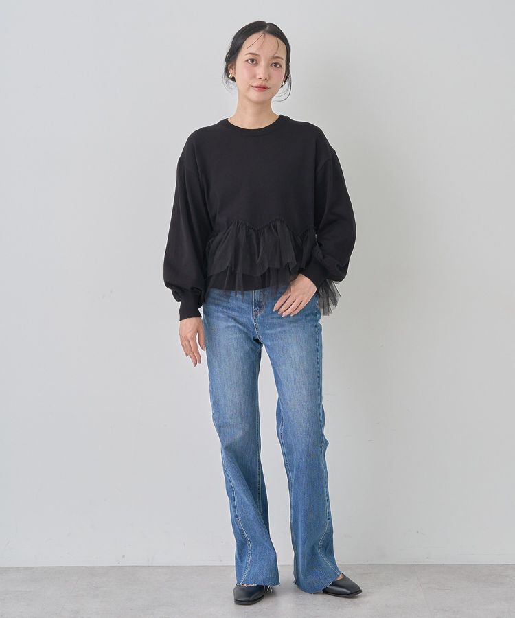 earth music&ecology「セルフカットフレアデニムパンツ」|デニム|