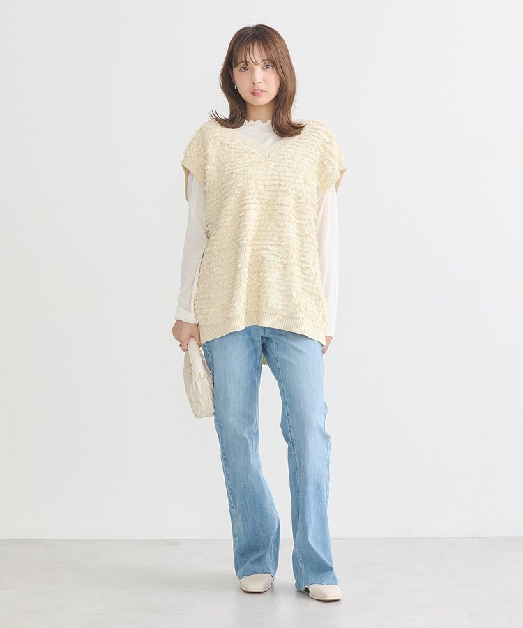 earth music&ecology「セルフカットフレアデニムパンツ」|デニム|