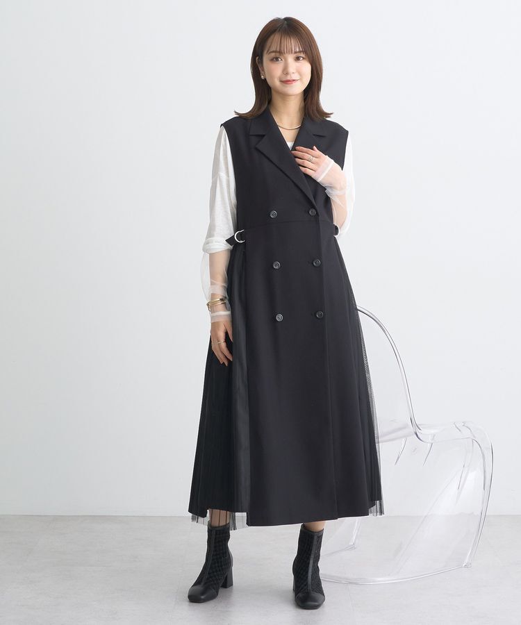 earth music&ecology「サイドプリーツジレンチ」|トレンチコート|Black