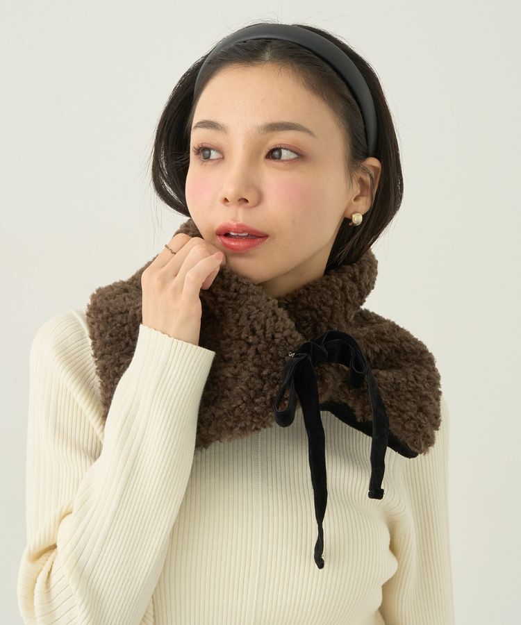 earth music&ecology「ベロアリボンボアティペット」|マフラー|Brown