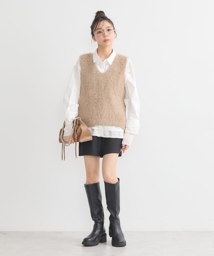 earth music&ecology「シフォン&times;チュールレイヤードシャツ」|シャツ・ブラウス|