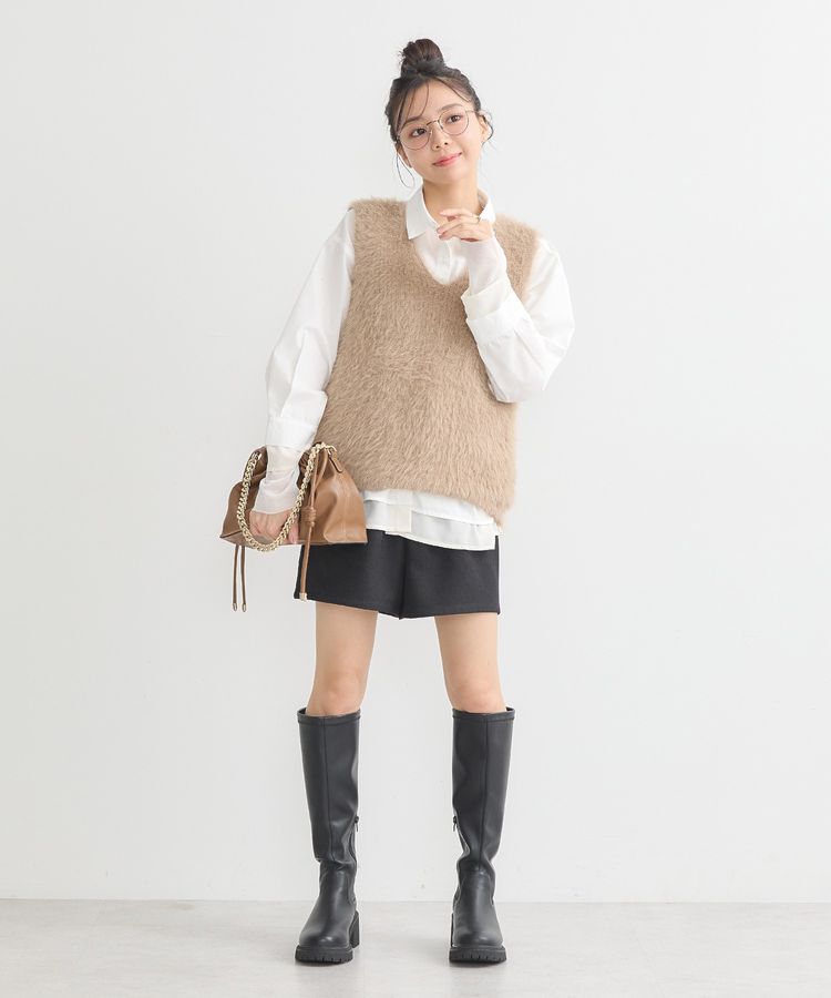 earth music&ecology「シフォン&times;チュールレイヤードシャツ」|シャツ・ブラウス|