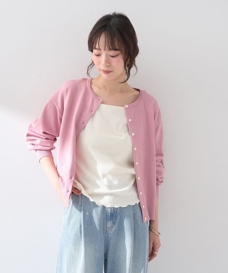 earth music&ecology「UVカット加工クルーネックニットカーディガン」|カーディガン|