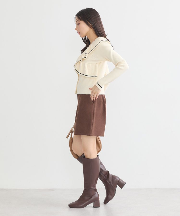 earth music&ecology「Vネックフリルニットカーディガン」|カーディガン|