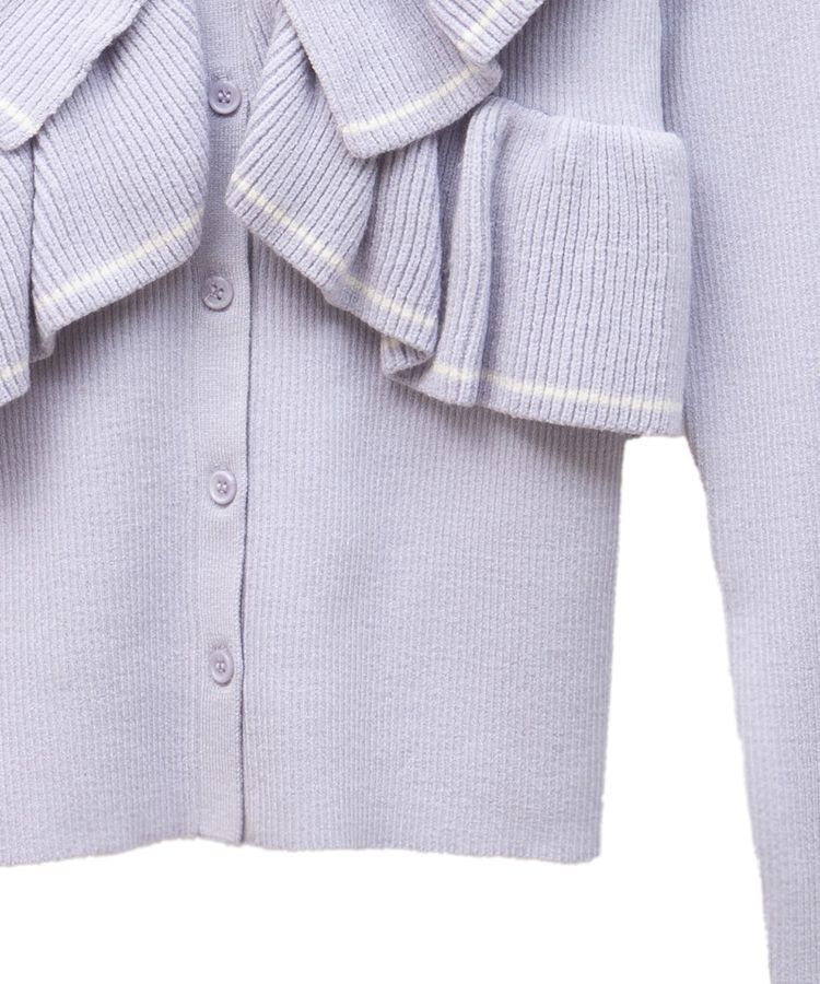 earth music&ecology「Vネックフリルニットカーディガン」|カーディガン|