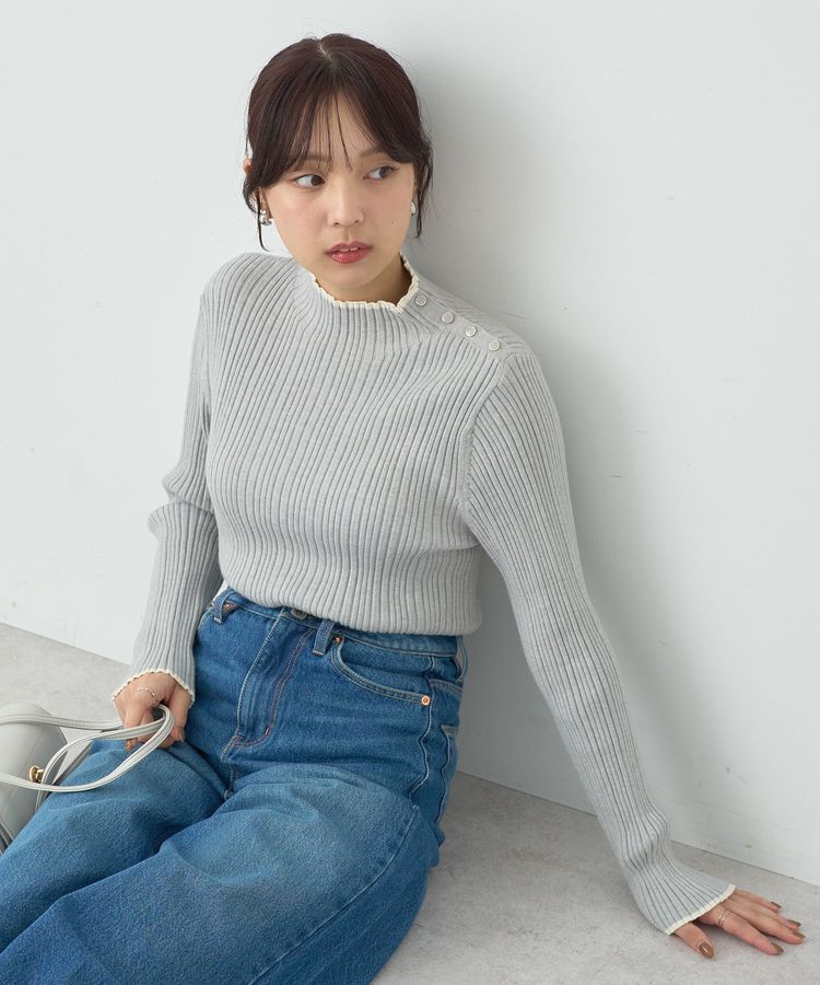 earth music&ecology「ライン&ショルダーボタンニットプルオーバー」|ニット・セーター|