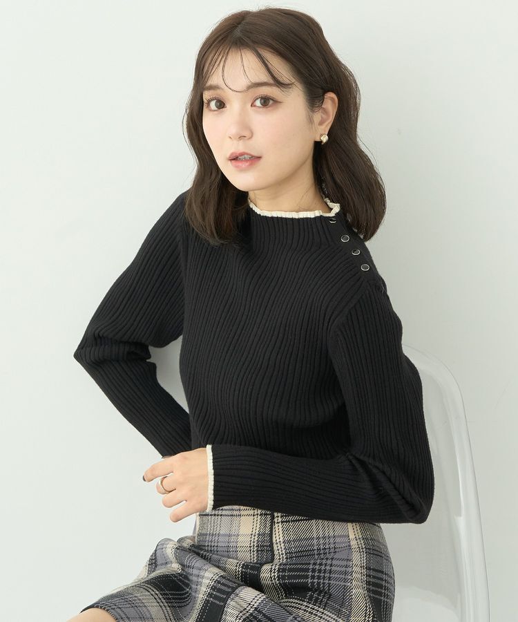 earth music&ecology「ライン&ショルダーボタンニットプルオーバー」|ニット・セーター|