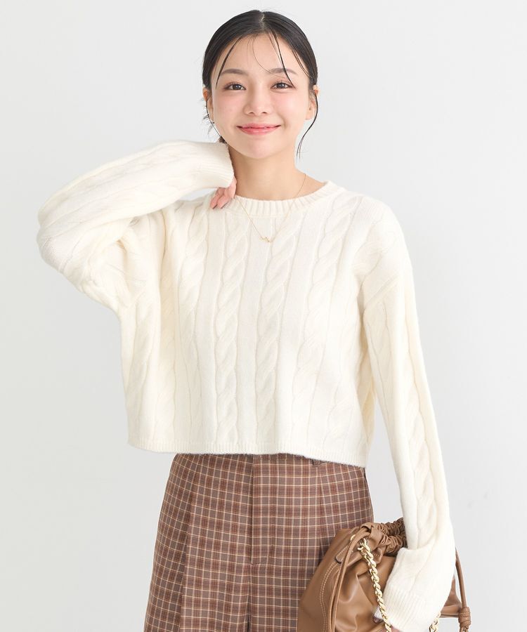 earth music&ecology「ケーブルニットプルオーバー」|ニット・セーター|Ivory