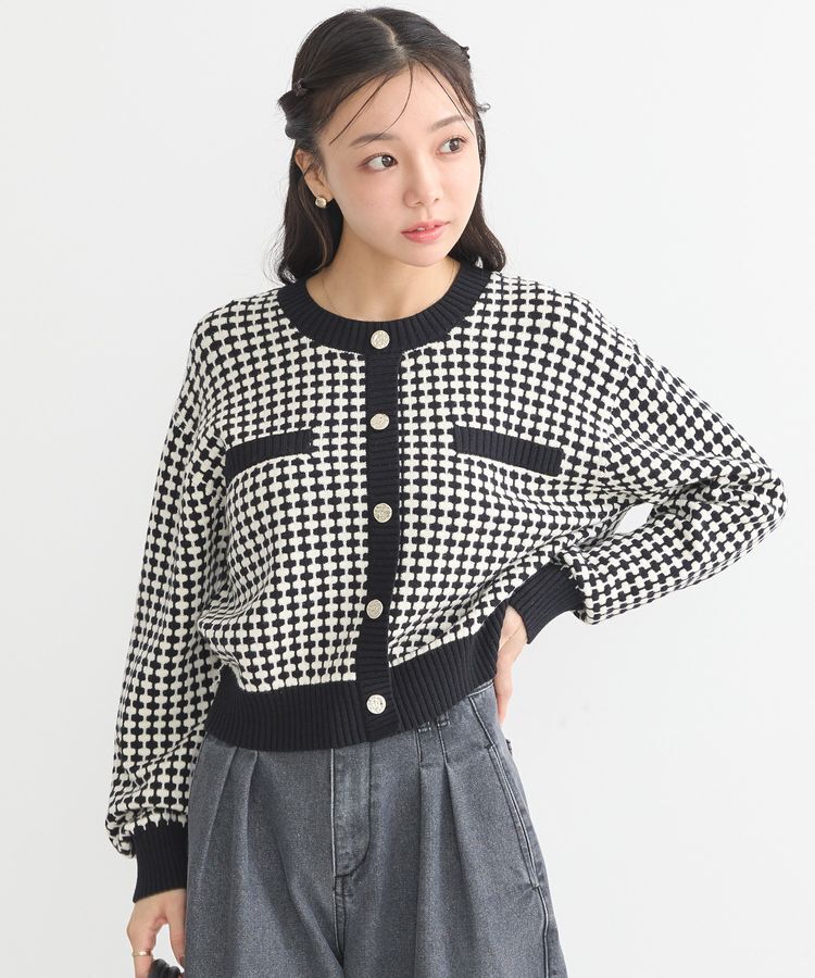 earth music&ecology「ジャガードニットプルオーバー」|ニット・セーター|Black