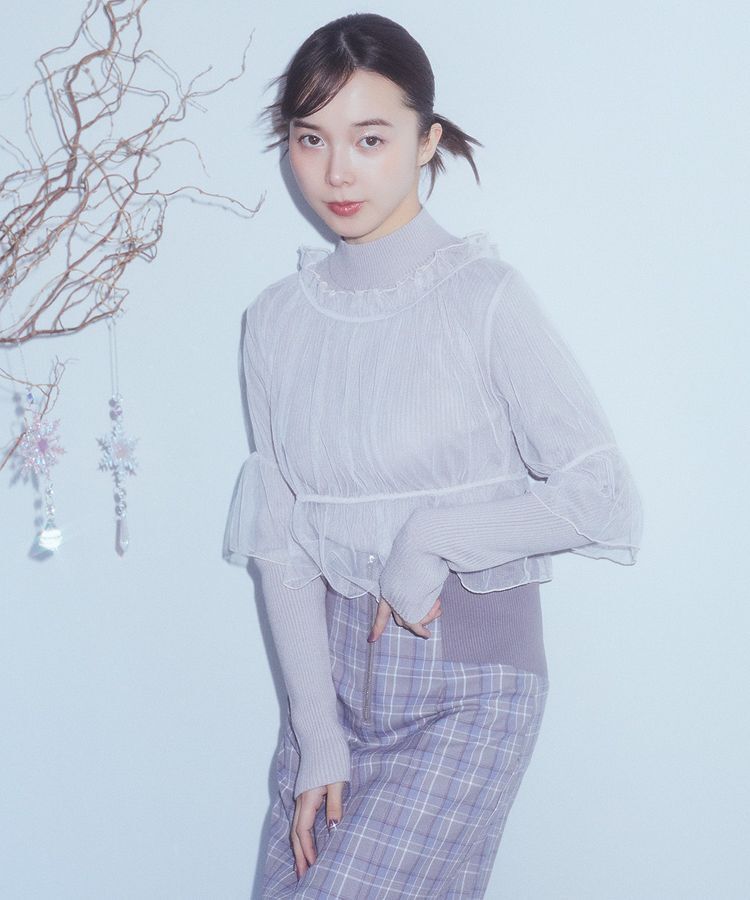 earth music&ecology「SET2点リブニットインナー+チュールプルオーバー」|ニット・セーター|