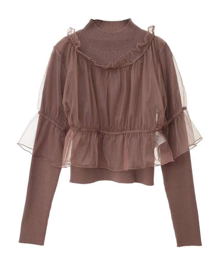 earth music&ecology「SET2点リブニットインナー+チュールプルオーバー」|ニット・セーター|