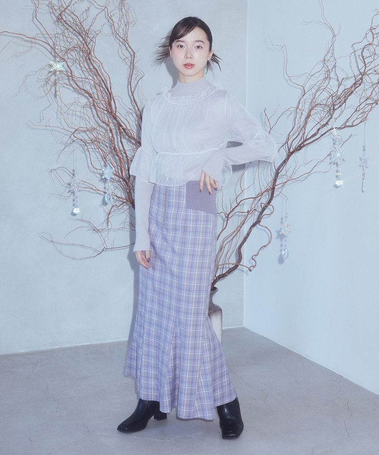 earth music&ecology「SET2点リブニットインナー+チュールプルオーバー」|ニット・セーター|