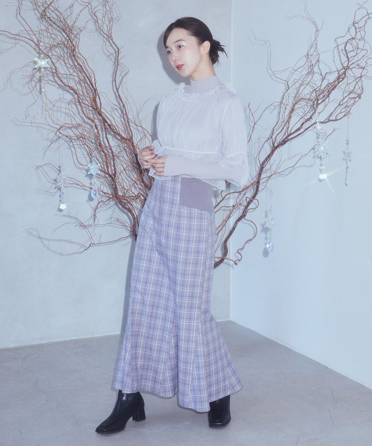 earth music&ecology「SET2点リブニットインナー+チュールプルオーバー」|ニット・セーター|