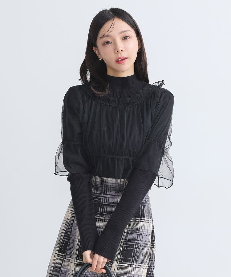 earth music&ecology「SET2点リブニットインナー+チュールプルオーバー」|ニット・セーター|