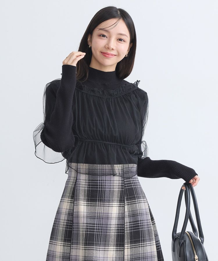 earth music&ecology「SET2点リブニットインナー+チュールプルオーバー」|ニット・セーター|