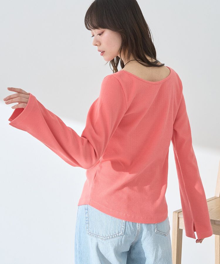 earth music&ecology「2WAYネックリブプルオーバー」|Tシャツ・カットソー|Pink Orange