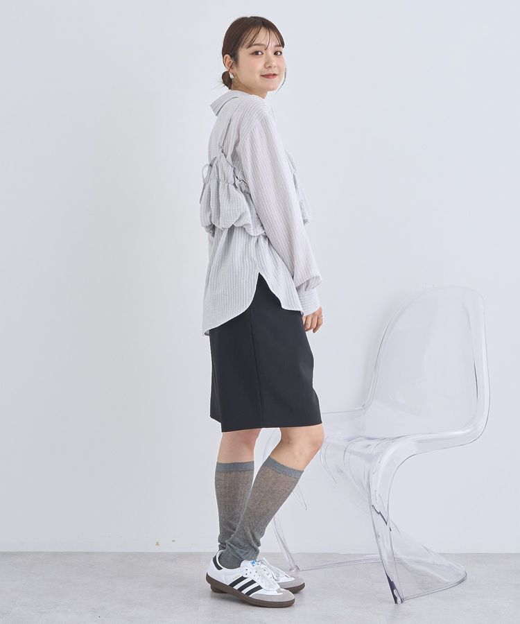 earth music&ecology「SET2点起毛ストライプシャツ+バルーンビスチェ」|シャツ・ブラウス|
